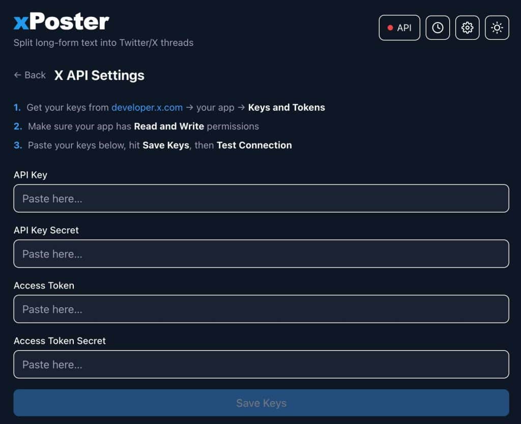 xPoster settings